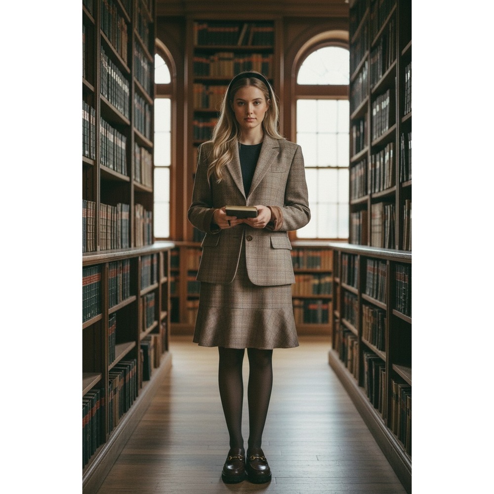90s Office Siren Plaid Wool Skirt Suit Set Academia Old Money Dark Academia Y2K